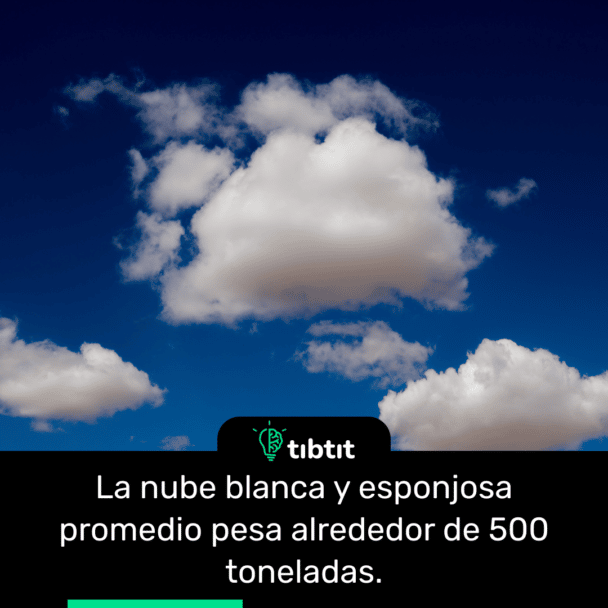 La nube blanca y esponjosa promedio pesa alrededor de 500 toneladas.