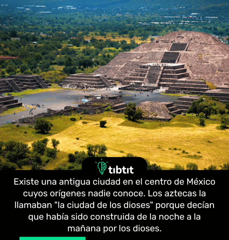 Existe una antigua ciudad en el centro de México cuyos orígenes nadie conoce. Los aztecas la llamaban "la ciudad de los dioses" porque decían que había sido construida de la noche a la mañana por los dioses.