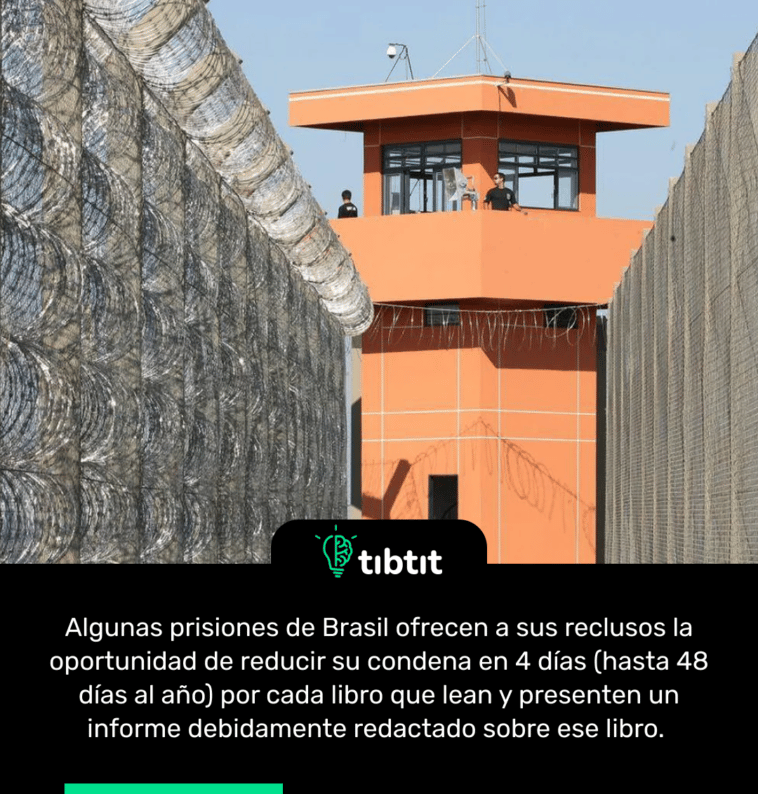 Algunas prisiones de Brasil ofrecen a sus reclusos la oportunidad de reducir su condena en 4 días (hasta 48 días al año) por cada libro que lean y presenten un informe debidamente redactado sobre ese libro.