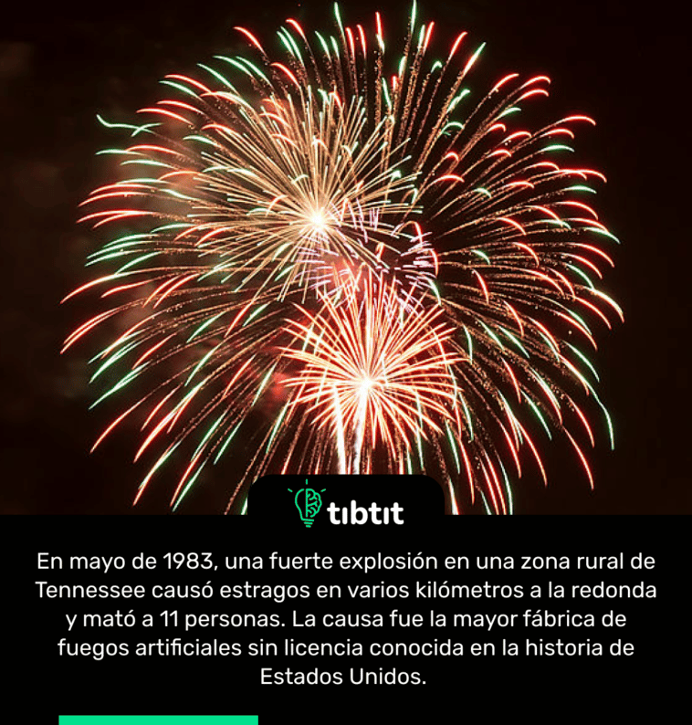 En mayo de 1983, una fuerte explosión en una zona rural de Tennessee causó estragos en varios kilómetros a la redonda y mató a 11 personas. La causa fue la mayor fábrica de fuegos artificiales sin licencia conocida en la historia de Estados Unidos.