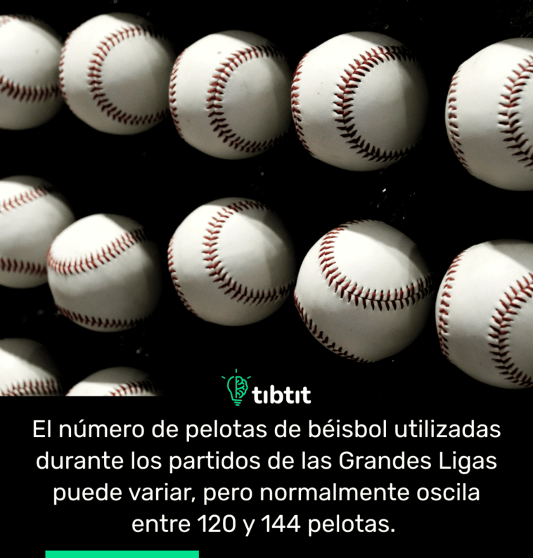 El número de pelotas de béisbol utilizadas durante los partidos de las Grandes Ligas puede variar, pero normalmente oscila entre 120 y 144 pelotas.