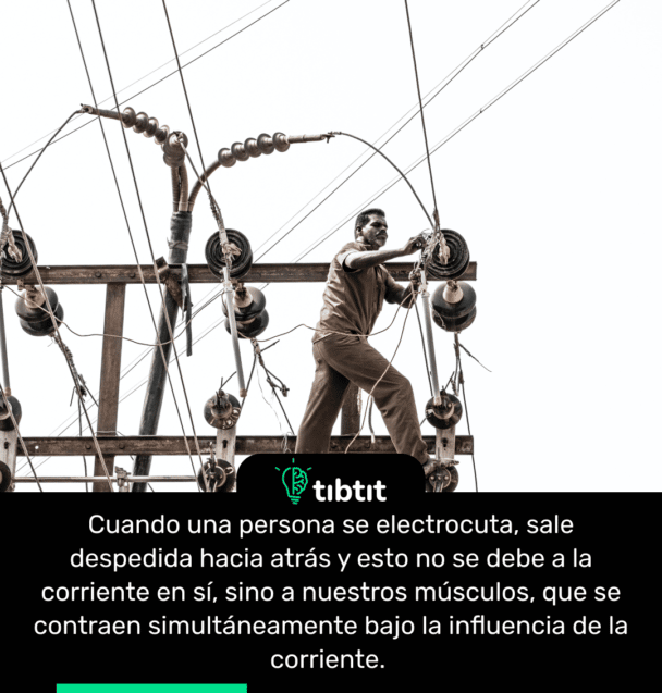 Cuando una persona se electrocuta, sale despedida hacia atrás y esto no se debe a la corriente en sí, sino a nuestros músculos, que se contraen simultáneamente bajo la influencia de la corriente.