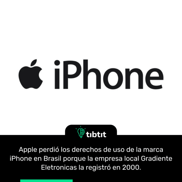 Apple perdiĂł los derechos de uso de la marca iPhone en Brasil porque la empresa local Gradiente Eletronicas la registrĂł en 2000.
