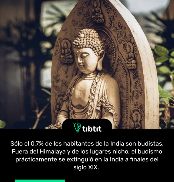 Sólo el 0,7% de los habitantes de la India son budistas. Fuera del Himalaya y de los lugares nicho, el budismo prácticamente se extinguió en la India a finales del siglo XIX.