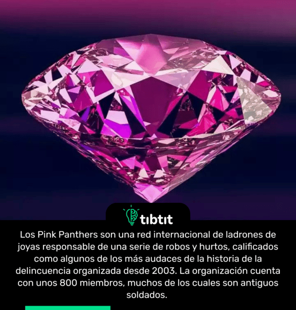 Los Pink Panthers son una red internacional de ladrones de joyas responsable de una serie de robos y hurtos, calificados como algunos de los más audaces de la historia de la delincuencia organizada desde 2003. La organización cuenta con unos 800 miembros, muchos de los cuales son antiguos soldados.