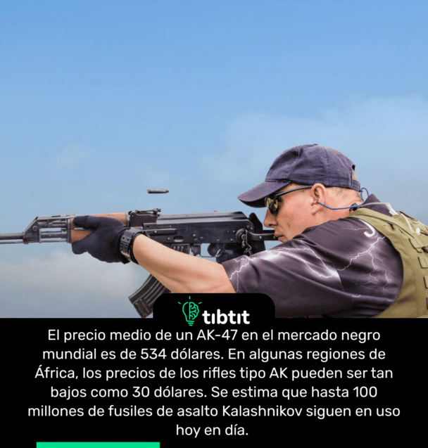 El precio medio de un AK-47 en el mercado negro mundial es de 534 dólares. En algunas regiones de África, los precios de los rifles tipo AK pueden ser tan bajos como 30 dólares. Se estima que hasta 100 millones de fusiles de asalto Kalashnikov siguen en uso hoy en día.