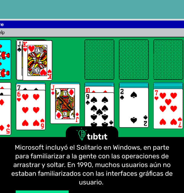 Microsoft incluyó el Solitario en Windows, en parte para familiarizar a la gente con las operaciones de arrastrar y soltar. En 1990, muchos usuarios aún no estaban familiarizados con las interfaces gráficas de usuario.