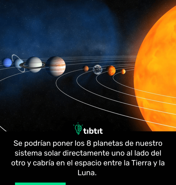 Se podrían poner los 8 planetas de nuestro sistema solar directamente uno al lado del otro y cabría en el espacio entre la Tierra y la Luna.