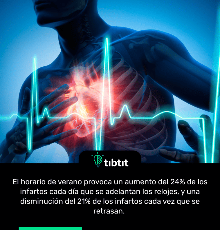 El horario de verano provoca un aumento del 24% de los infartos cada día que se adelantan los relojes, y una disminución del 21% de los infartos cada vez que se retrasan.