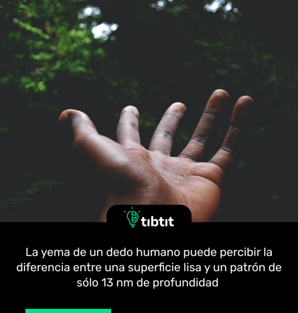 La yema de un dedo humano puede percibir la diferencia entre una superficie lisa y un patrón de sólo 13 nm de profundidad
