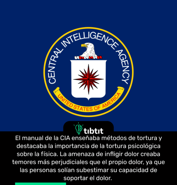 El manual de la CIA enseñaba métodos de tortura y destacaba la importancia de la tortura psicológica sobre la física. La amenaza de infligir dolor creaba temores más perjudiciales que el propio dolor, ya que las personas solían subestimar su capacidad de soportar el dolor.