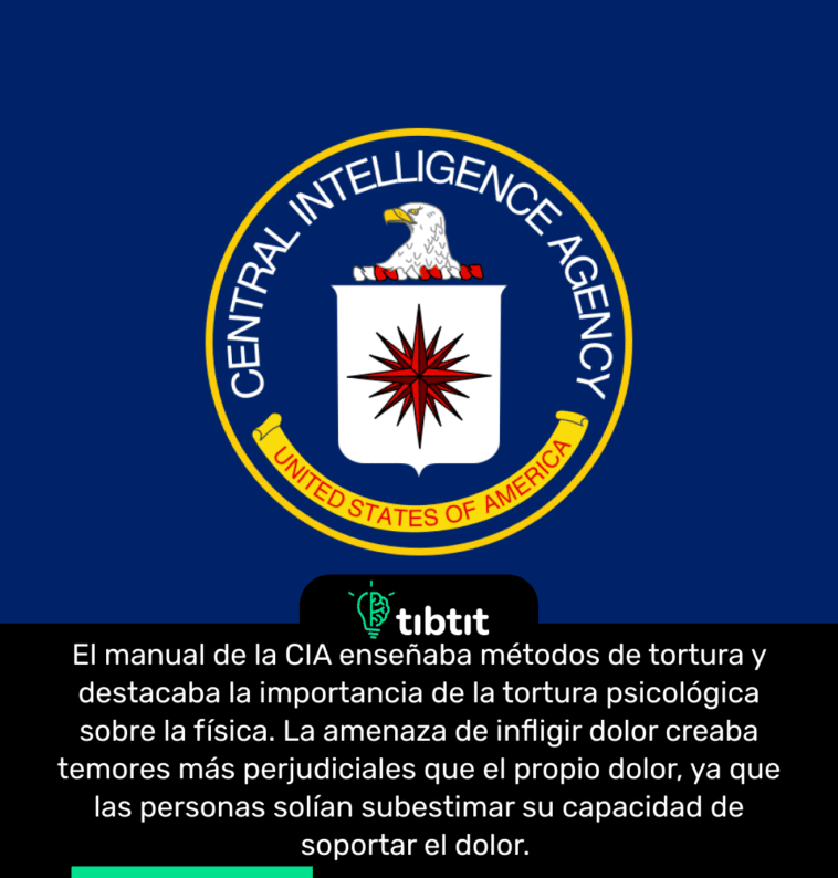 El manual de la CIA enseñaba métodos de tortura y destacaba la importancia de la tortura psicológica sobre la física. La amenaza de infligir dolor creaba temores más perjudiciales que el propio dolor, ya que las personas solían subestimar su capacidad de soportar el dolor.