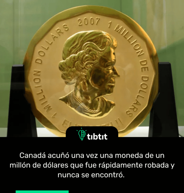Canadá acuñó una vez una moneda de un millón de dólares que fue rápidamente robada y nunca se encontró.