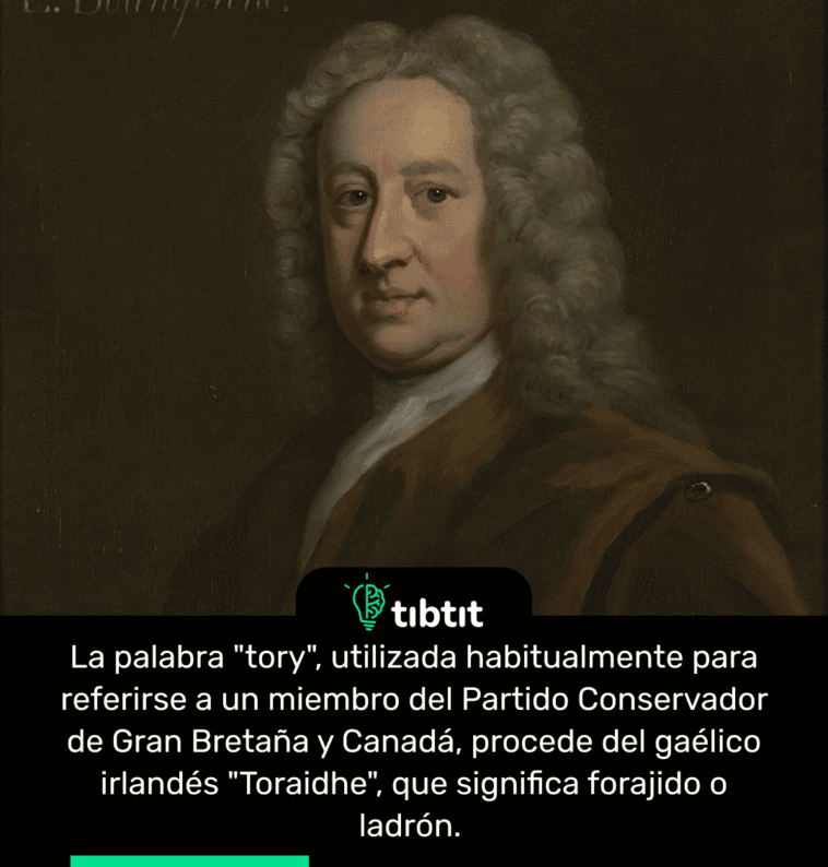 La palabra "tory", utilizada habitualmente para referirse a un miembro del Partido Conservador de Gran Bretaña y Canadá, procede del gaélico irlandés "Toraidhe", que significa forajido o ladrón.