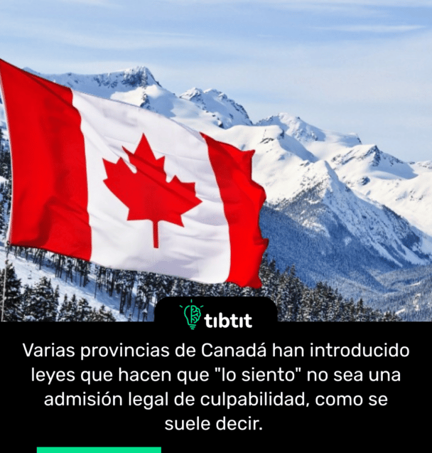 Varias provincias de Canadá han introducido leyes que hacen que "lo siento" no sea una admisión legal de culpabilidad, como se suele decir.
