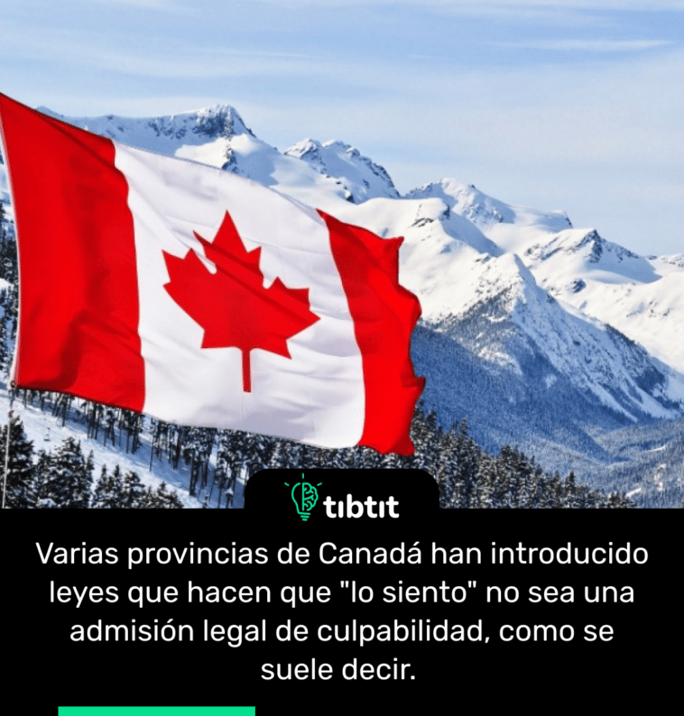 Varias provincias de Canadá han introducido leyes que hacen que "lo siento" no sea una admisión legal de culpabilidad, como se suele decir.