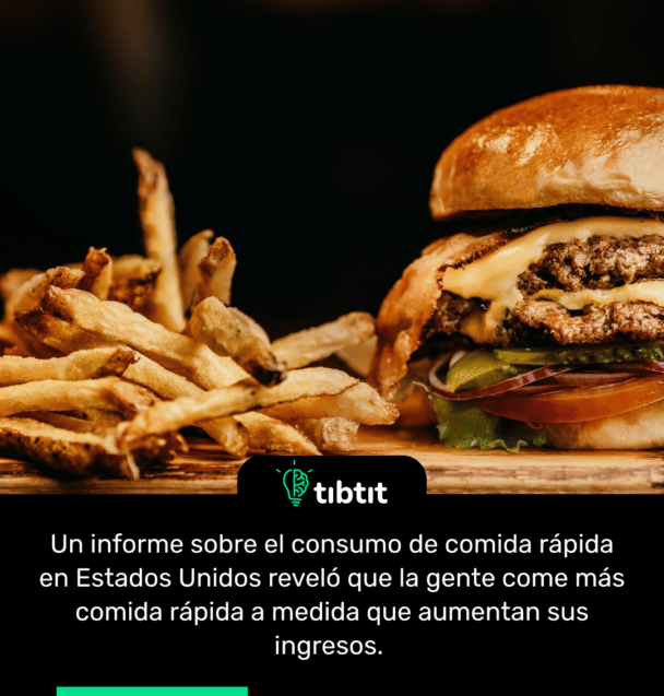 Un informe sobre el consumo de comida rápida en Estados Unidos reveló que la gente come más comida rápida a medida que aumentan sus ingresos.