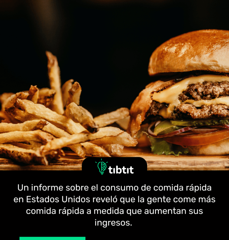 Un informe sobre el consumo de comida rápida en Estados Unidos reveló que la gente come más comida rápida a medida que aumentan sus ingresos.