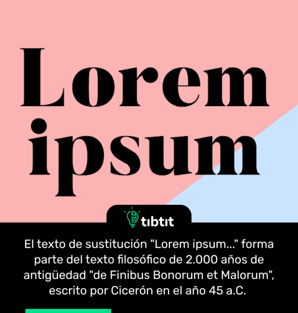 El texto de sustitución "Lorem ipsum..." forma parte del texto filosófico de 2.000 años de antigüedad "de Finibus Bonorum et Malorum", escrito por Cicerón en el año 45 a.C.