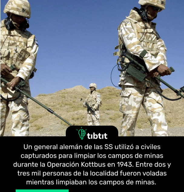 Un general alemán de las SS utilizó a civiles capturados para limpiar los campos de minas durante la Operación Kottbus en 1943. Entre dos y tres mil personas de la localidad fueron voladas mientras limpiaban los campos de minas.