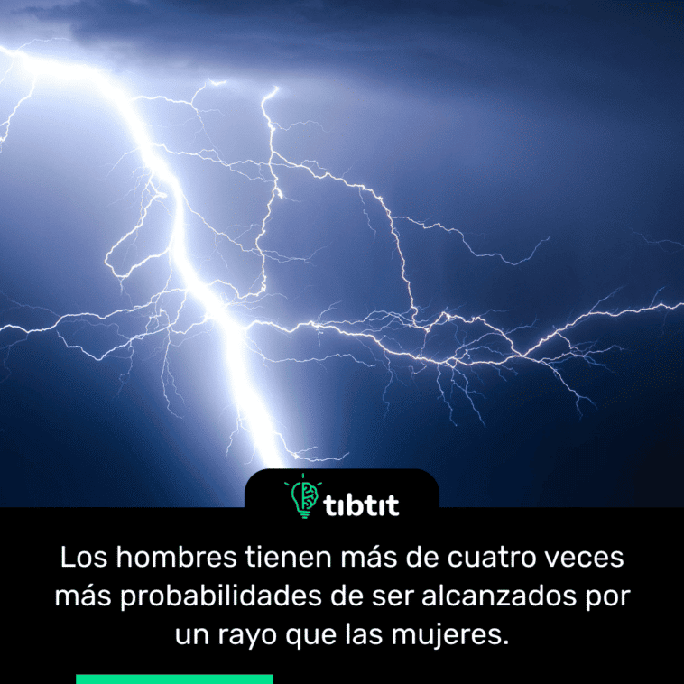 Los hombres tienen más de cuatro veces más probabilidades de ser alcanzados por un rayo que las mujeres.