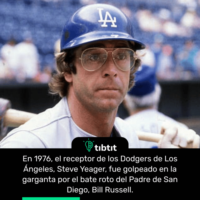 En 1976, el receptor de los Dodgers de Los Ángeles, Steve Yeager, fue golpeado en la garganta por el bate roto del Padre de San Diego, Bill Russell.