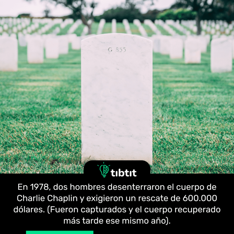 En 1978, dos hombres desenterraron el cuerpo de Charlie Chaplin y exigieron un rescate de 600.000 dólares. (Fueron capturados y el cuerpo recuperado más tarde ese mismo año).