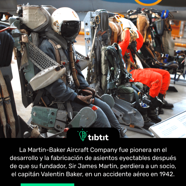 La Martin-Baker Aircraft Company fue pionera en el desarrollo y la fabricación de asientos eyectables después de que su fundador, Sir James Martin, perdiera a un socio, el capitán Valentin Baker, en un accidente aéreo en 1942.