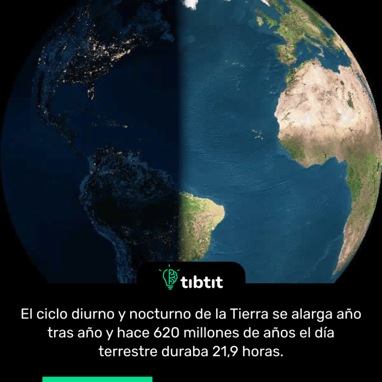 El ciclo diurno y nocturno de la Tierra se alarga año tras año y hace 620 millones de años el día terrestre duraba 21,9 horas.