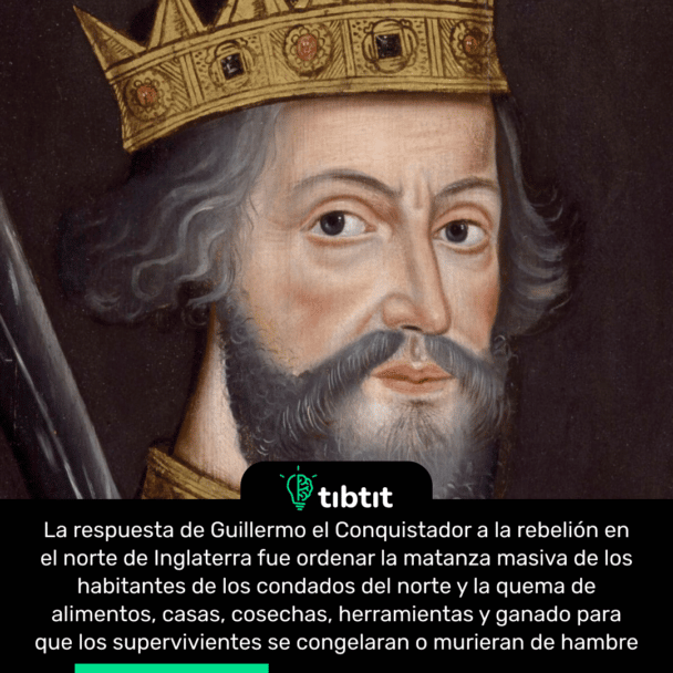 La respuesta de Guillermo el Conquistador a la rebelión en el norte de Inglaterra fue ordenar la matanza masiva de los habitantes de los condados del norte y la quema de alimentos, casas, cosechas, herramientas y ganado para que los supervivientes se congelaran o murieran de hambre