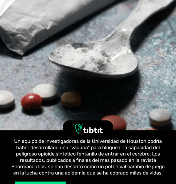 Un equipo de investigadores de la Universidad de Houston podría haber desarrollado una "vacuna" para bloquear la capacidad del peligroso opioide sintético fentanilo de entrar en el cerebro. Los resultados, publicados a finales del mes pasado en la revista Pharmaceutics, se han descrito como un potencial cambio de juego en la lucha contra una epidemia que se ha cobrado miles de vidas.