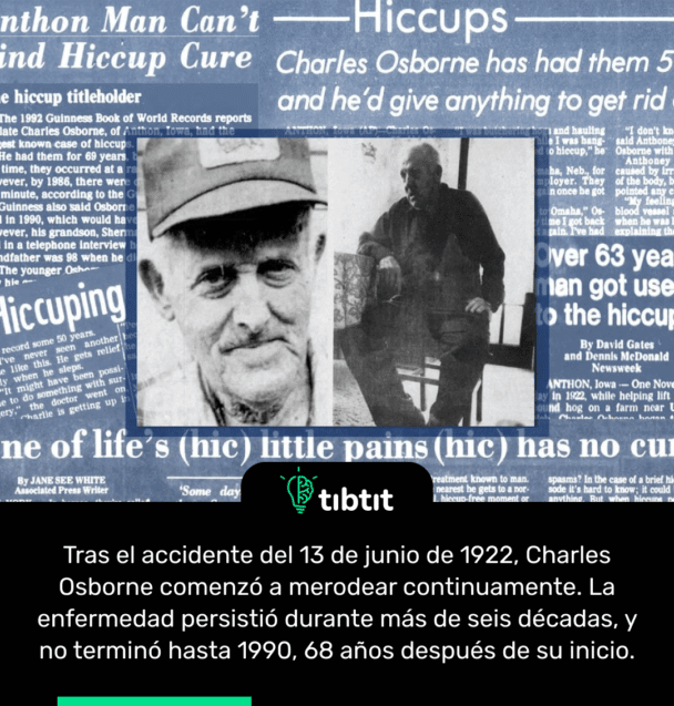 Tras el accidente del 13 de junio de 1922, Charles Osborne comenzó a merodear continuamente. La enfermedad persistió durante más de seis décadas, y no terminó hasta 1990, 68 años después de su inicio.