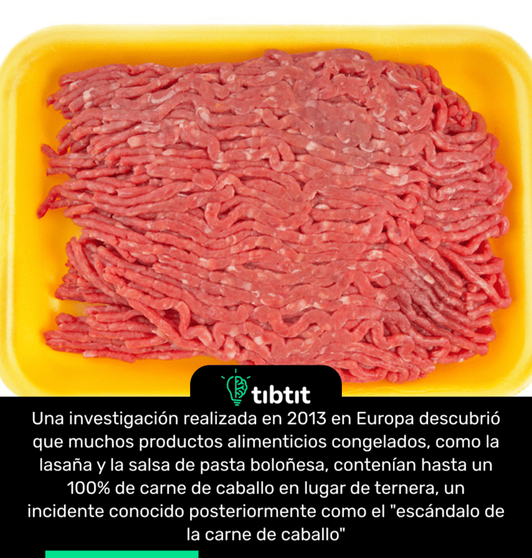 Una investigación realizada en 2013 en Europa descubrió que muchos productos alimenticios congelados, como la lasaña y la salsa de pasta boloñesa, contenían hasta un 100% de carne de caballo en lugar de ternera, un incidente conocido posteriormente como el "escándalo de la carne de caballo"