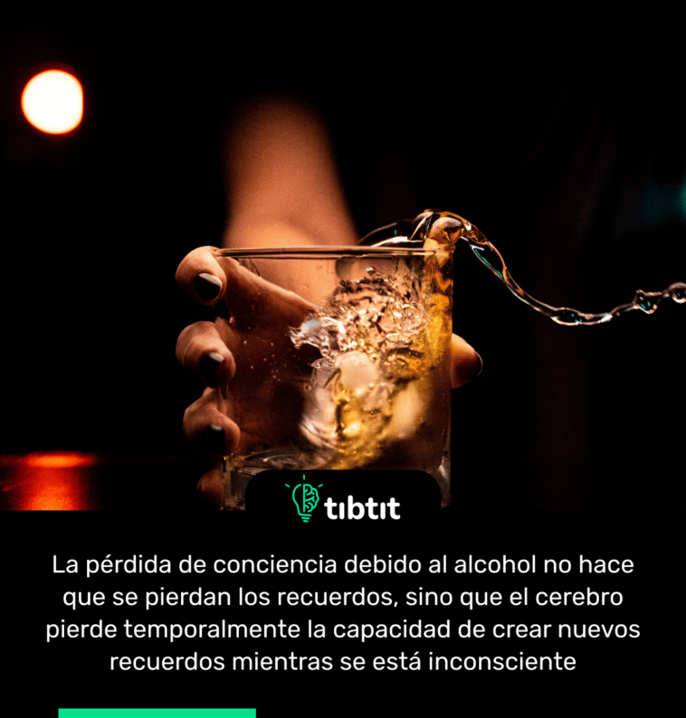 La pérdida de conciencia debido al alcohol no hace que se pierdan los recuerdos, sino que el cerebro pierde temporalmente la capacidad de crear nuevos recuerdos mientras se está inconsciente