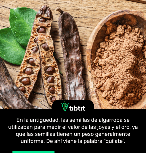 En la antigüedad, las semillas de algarroba se utilizaban para medir el valor de las joyas y el oro, ya que las semillas tienen un peso generalmente uniforme. De ahí viene la palabra "quilate".