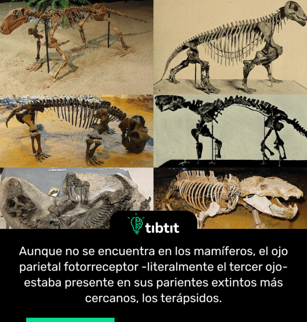 Aunque no se encuentra en los mamíferos, el ojo parietal fotorreceptor -literalmente el tercer ojo- estaba presente en sus parientes extintos más cercanos, los terápsidos.