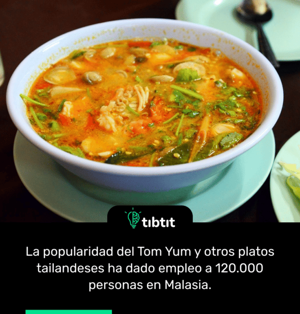 La popularidad del Tom Yum y otros platos tailandeses ha dado empleo a 120.000 personas en Malasia.
