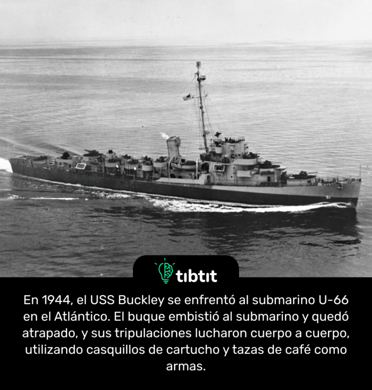 En 1944, el USS Buckley se enfrentó al submarino U-66 en el Atlántico. El buque embistió al submarino y quedó atrapado, y sus tripulaciones lucharon cuerpo a cuerpo, utilizando casquillos de cartucho y tazas de café como armas.