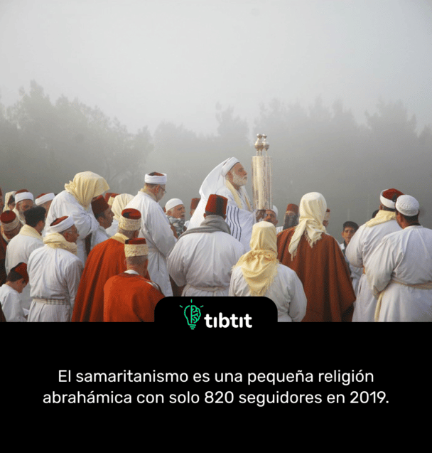 El samaritanismo es una pequeña religión abrahámica con solo 820 seguidores en 2019.