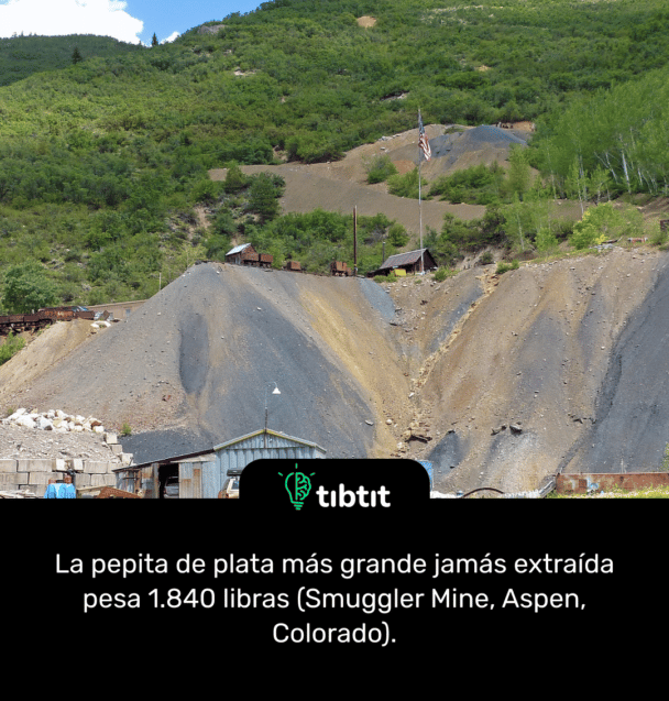 La pepita de plata más grande jamás extraída pesa 1.840 libras (Smuggler Mine, Aspen, Colorado).
