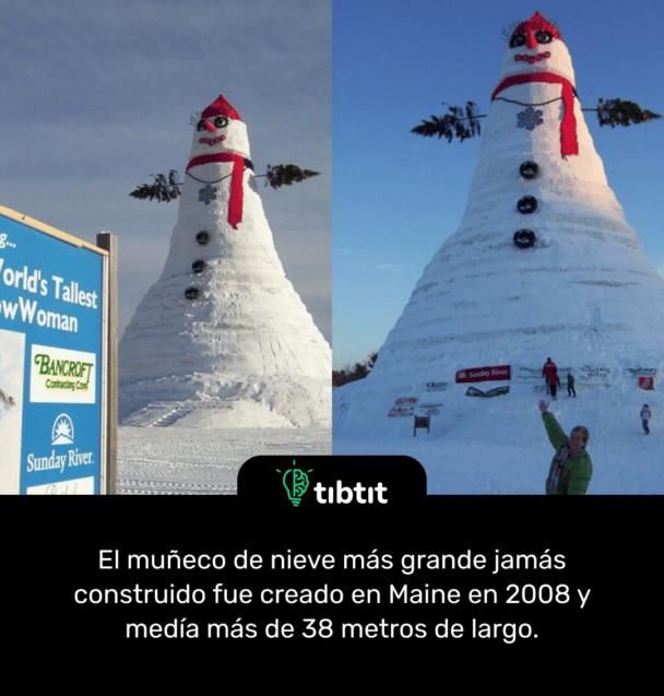 El muñeco de nieve más grande jamás construido fue creado en Maine en 2008 y medía más de 38 metros de largo.