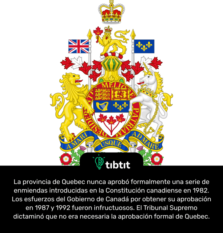 La provincia de Quebec nunca aprobó formalmente una serie de enmiendas introducidas en la Constitución canadiense en 1982. Los esfuerzos del Gobierno de Canadá por obtener su aprobación en 1987 y 1992 fueron infructuosos. El Tribunal Supremo dictaminó que no era necesaria la aprobación formal de Quebec.