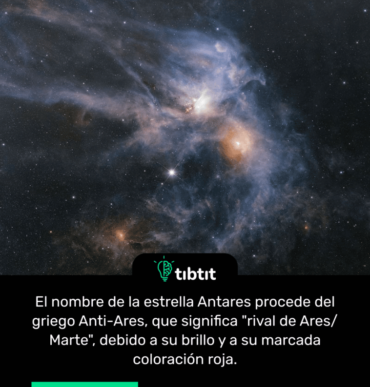 El nombre de la estrella Antares procede del griego Anti-Ares, que significa "rival de Ares/Marte", debido a su brillo y a su marcada coloración roja.