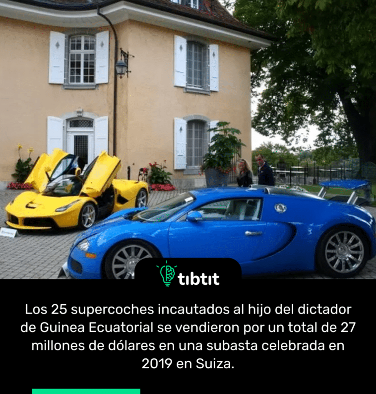 Los 25 supercoches incautados al hijo del dictador de Guinea Ecuatorial se vendieron por un total de 27 millones de dólares en una subasta celebrada en 2019 en Suiza.