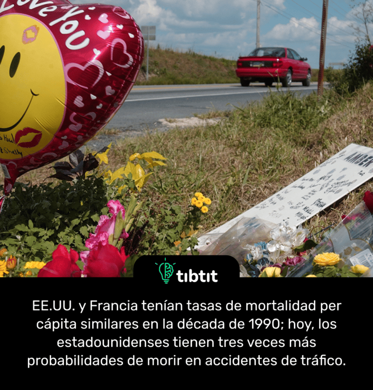 EE.UU. y Francia tenían tasas de mortalidad per cápita similares en la década de 1990; hoy, los estadounidenses tienen tres veces más probabilidades de morir en accidentes de tráfico.