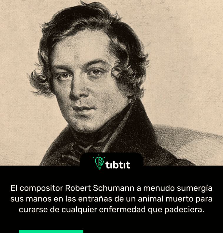 El compositor Robert Schumann a menudo sumergía sus manos en las entrañas de un animal muerto para curarse de cualquier enfermedad que padeciera.