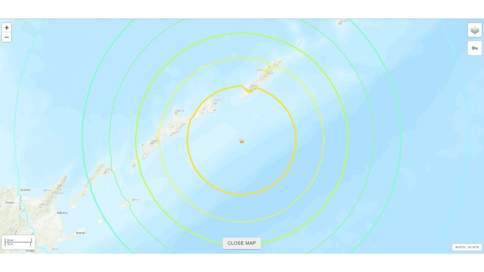 Mapa que muestra la ubicación del terremoto de las Islas Kuriles en 1963. (Crédito de la imagen: USGS)