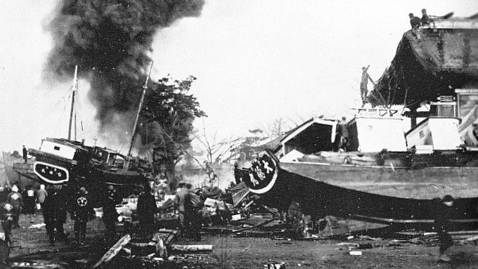1933 Daños del terremoto de Sanriku en Kamaishi, Japón. (Crédito de la imagen: Por autor desconocido - Revista japonesa "Fotografía histórica, edición de abril de 1933" publicada por Rekishi-Shasin Kai., Dominio publico)