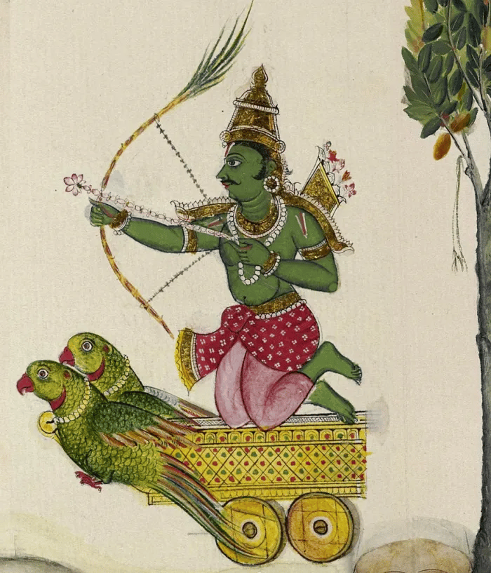 Pintura gouache del siglo XIX de Kamadeva.
