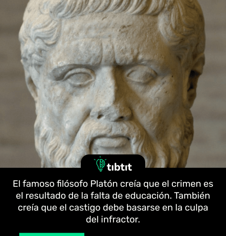 El famoso filósofo Platón creía que el crimen es el resultado de la falta de educación. También creía que el castigo debe basarse en la culpa del infractor.